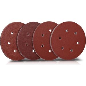 Navaris 25x rond schuurpapier - Voor schuurmachines - Klittenbandbevestiging - 150 mm - Korrel 40-100 - Schuurschijven voor hout, metaal en meer