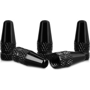 kwmobile 5x Ventieldopjes - Metalen dopjes voor Prestaventiel in zwart - Voor mountainbikes en racefietsen