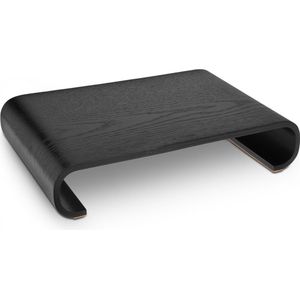 Navaris houten monitorstandaard - Verhoger voor laptop of beeldscherm - Organizer voor bureau of kantoor - Standaard van eikenhout - Zwart