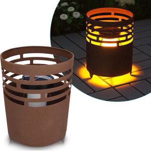 Navaris LED vuurkorf op zonne-energie - Solar tuinverlichting met flikkerend vlameffect - Met grondpin en automatische aan / uit-sensor - 19 x 25cm