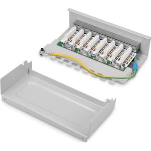 kwmobile Cat6 patch paneel 8-poorts - Cat6 verdeler voor aan de wand of in serverkast - Patchpaneel - 8x Cat6 RJ45-aansluitingen