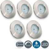 LED Inbouwspots - Set van 5 - Dimbaar - Spatwaterdicht - 5,5 Watt