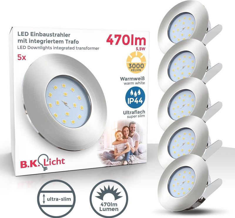LED Inbouwspots - Set van 5 - Dimbaar - Spatwaterdicht - 5,5 Watt