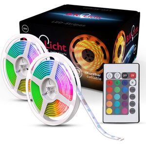 B.K.Licht - LED Strip - 10 meter (2 x 5m) met Siliconen coating - RGB - incl. afstandsbediening - incl. kleurverandering - zelfklevend - IP44