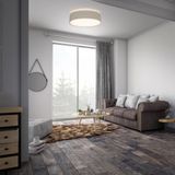 Plafondlamp - Ronde - Taupe - Textiel - E27 Fitting (2x)