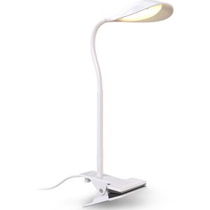 B.K.Licht I Klemlamp I bureaulamp I wit I tafellamp I voor binnen I leeslamp I nachtlamp I met klem I 3.000K I 350Lm I 4.5W LED