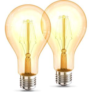 B.K.Licht - Set van 2 E27 ledlampen met extra warm witte lichtkleur, A75-vorm, 4 W, 360 lm, led, led-lamp, ledlamp, vintage, retro, Edison, 13,5 x 7,2 cm, kleur