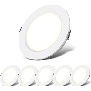 B.K.Licht Inbouwlamp 6er-Set Bad-LED-Einbauspots, Weiß, XL, IP44, Ultra Flach