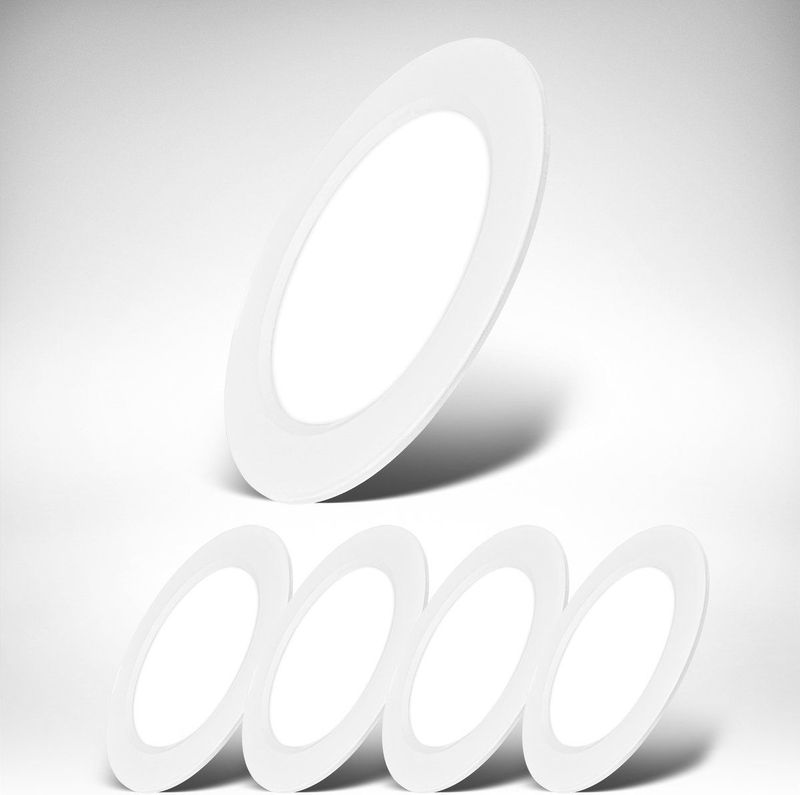 Ultraplatte Inbouwspots - Set van 5 - Wit - LED - 6W per Spot