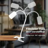 B.K.Licht - Bureaulamp met snoerschakelaar - klemlamp - warm witte lichtkleur - draaibaarleeslamp - 40x10x6,5 cm - wit