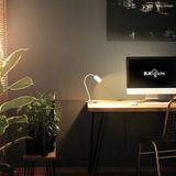 B.K.Licht - Bureaulamp met snoerschakelaar - klemlamp - warm witte lichtkleur - draaibaarleeslamp - 40x10x6,5 cm - wit