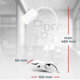 B.K.Licht - Bureaulamp met snoerschakelaar - klemlamp - warm witte lichtkleur - draaibaarleeslamp - 40x10x6,5 cm - wit