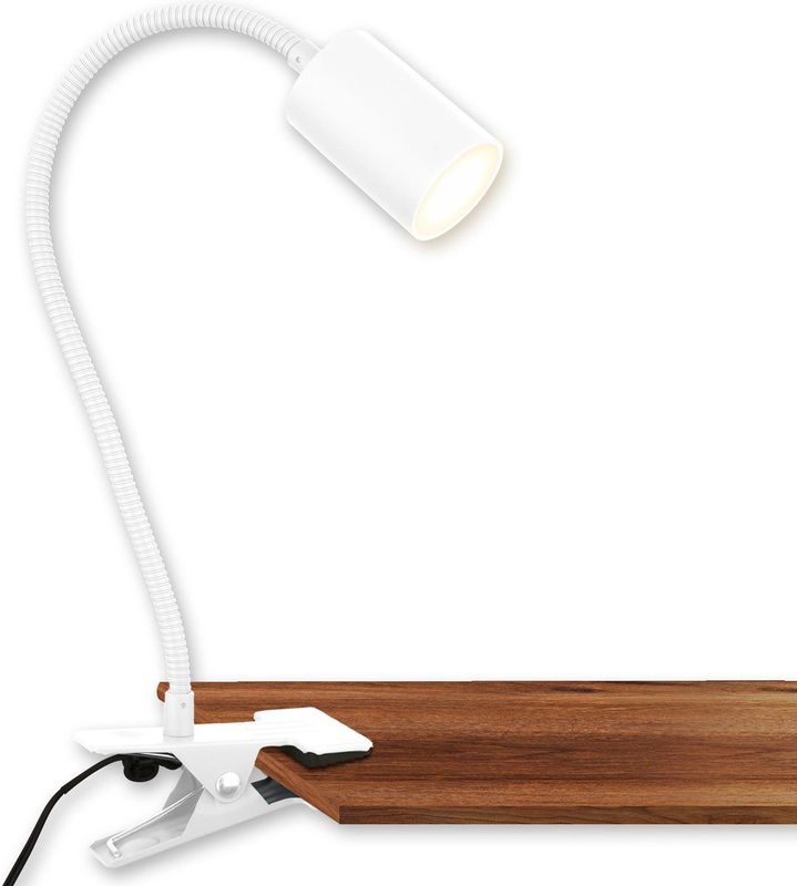 B.K.Licht - Bureaulamp met snoerschakelaar - klemlamp - warm witte lichtkleur - draaibaarleeslamp - 40x10x6,5 cm - wit