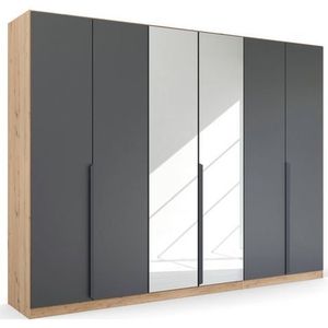 rauch Draaideurkast Dark&Wood by Quadra Spin in industriële stijl met metalen stanggrepen, met spiegel