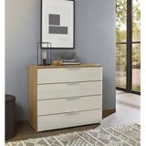 rauch Schubkastenkommode Sideboard Kommode Schubkastenkommode KOLUNA mit Glasfront, Breite 93 cm mit 4 großen Schubladen für viel Stauraum MADE IN GERMANY