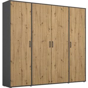 rauch Draaideurkast Voyager Schrank Wäscheschrank Kleiderschrank Garderobe met moderne grepen in grijs-metallic