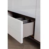 rauch Schubkastenkommode Kommode Türkommode Sideboard Kombikommode FLIPP mit Glasfront (Breite 160/180 cm mit 4 Einlegeböden), 2-türig, 5 Schubladen, Soft-Close, Oberboden und Front Glas, 2 Breiten