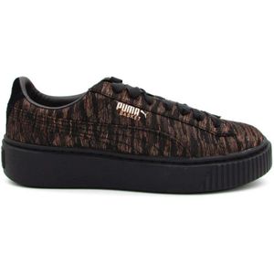 Puma, Dames Stoffen Ronde Neus Sneakers Zwart, Dames, Maat:37 EU