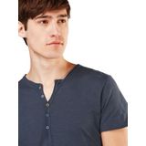 Key Largo - Shirt - Duifblauw - Henley Hals - Kwartmouw
