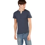 Key Largo - Shirt - Duifblauw - Henley Hals - Kwartmouw
