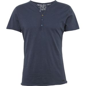 Key Largo - Shirt - Duifblauw - Henley Hals - Kwartmouw
