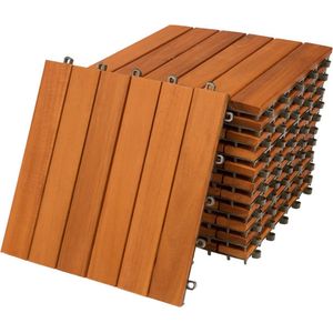 Pakket met 4 stuks houten tuintegels / terrastegels 30 x 30 cm