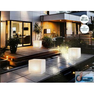 Kynast Garden LED Solar lamp dobbelsteen buitenlamp 30x30x31 - IP67 - Zonne energie LED lamp vierkant voor buiten