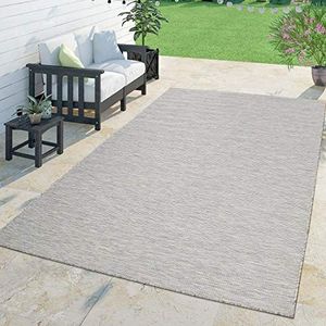 Modern outdoor tapijt weerbestendig voor binnen en buiten gemêleerd taupe, afmeting: 160x220 cm