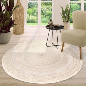 Paco Home Vloerkleed Rond Woonkamer Laagpolig Modern Pluizig Wasbaar Eenkleurig, Maat: 80 cm rondje, Kleur:Beige 2