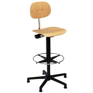 neoLab 1-1201 houten draaistoel beuken met wielen, 47-64 cm, in hoogte verstelbaar, houtkleuren