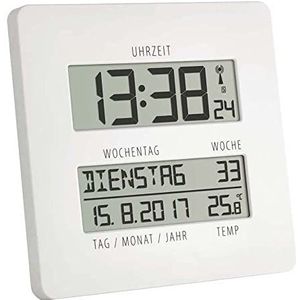 neoLab 2-4571 acrylonitril-butadieen-styreen digitale radioklok met temperatuurweergave, 195 mm x 27 mm x 195 mm, wit