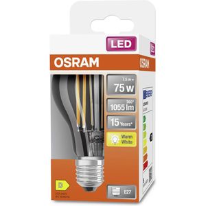 OSRAM LED-lamp Energielabel A++ (A++ - E) E27 Peer 7.5 W = 75 W Warmwit (Ø x l) 60 mm x 105 mm 1 stuk(s)