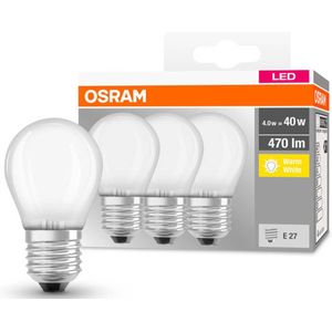 OSRAM LED lamp | Lampvoet: E27 | Warm wit | 2700 K | 4 W | LED BASE CLASSIC P [Energie-efficiëntieklasse A++]