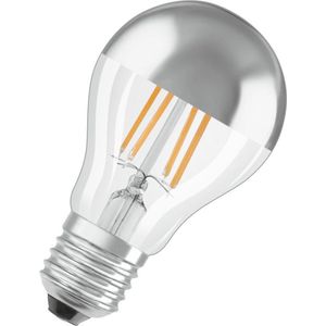 OSRAM LED-Lampen, klassische Kolbenform, mit Spiegel-Kolbenkrone, 50 Watts Ersatz, E27, A-shape, 2700 Kelvin, Warm weiß, Klares Glas, single Pack