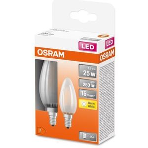 OSRAM Doos met 2 LED-lampen van matglas Flame - 2.5W equivalent 25W E14 - Warm wit