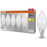 OSRAM LED Classic B40 matglas gloeidraad ledlamp in kaarsvorm E14, warm wit (2700K), 806 lumen, vervangt 40W gloeilampen, 5-pack