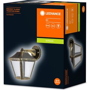 LEDVANCE ENDURA® CLASSIC TRADITIONAL ALU L 4058075206168 Buitenlamp (wand) LED E27 Zwart, Goud