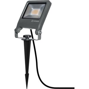 LEDVANCE Endura Flood Spike LED, buitenspot, donkergrijs, 20 W, 1700 lumen, warmwit, 3000 K, waterdicht IP65