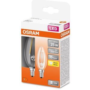 LED-vlam, glas, helder, 2,5 W, E14, 250 lm, 2700 K, Chd Bte 2