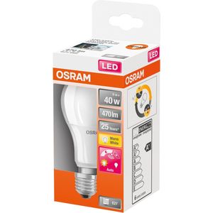 OSRAM LED lamp | Lampvoet: E27 | Warm wit | 2700 K | 6 W | mat | LED DAYLIGHT SENSOR CLASSIC A [Energie-efficiëntieklasse A+]