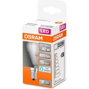 OSRAM LED-lamp met E14-fitting, daglicht (6500K), druppelvorm, 5,5 W, vervanging voor 40W gloeilamp, mat, LED STAR CLASSIC P