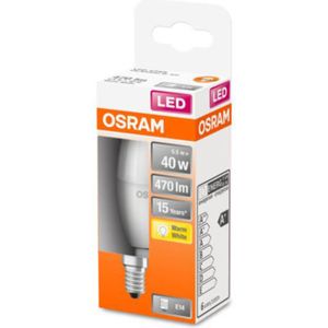 OSRAM LED lamp | Lampvoet: E14 | Warm wit | 2700 K | 5,50 W | mat | LED STAR CLASSIC B [Energie-efficiëntieklasse A+]