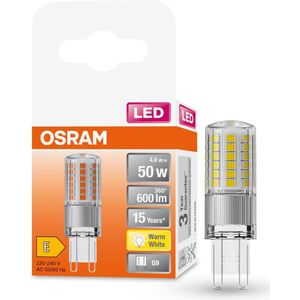 Osram G9 staande led-lamp, warmwit (2700 K), laagspanningsgloeilamp 12 V 4,8 W, vervanging voor klassieke 50 W gloeilamp [energieklasse E]