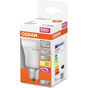 OSRAM LED lamp | Lampvoet: E27 | Warm wit | 2700 K | 10,50 W | mat | LED SUPERSTAR CLASSIC A [Energie-efficiëntieklasse A+]