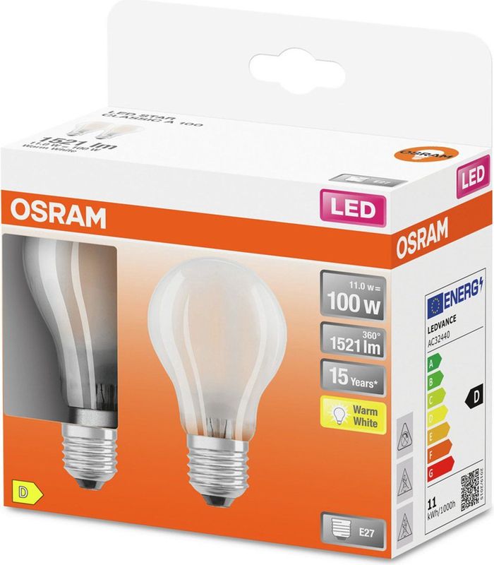 Osram - E27 LED Lamp - 11W - 2700K - Glas - Niet Dimbaar