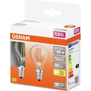 OSRAM - LED E14 4W - Warm Wit - 2 Stuks - 2700K - 100% Kwikvrij