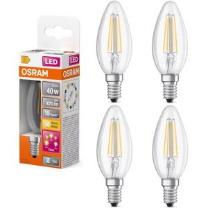 6x Osram LED lamp E14 | Kaars B35 | Filament | Helder | 2700K | | 3-staps dimbaar | 4W (40W)