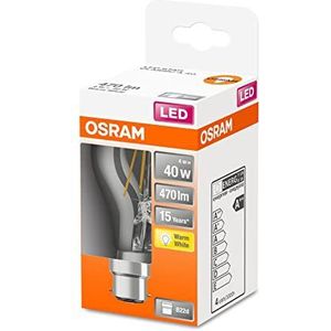 OSRAM LED Star Light Filament Lamp B22d Base Warm Wit (2700K) Lampvorm Vervangt conventionele 40W gloeilampen, 1 stuk