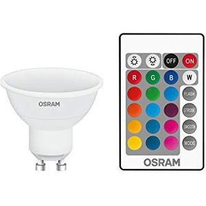 OSRAM LED reflectorlamp | Lampvoet: GU10 | Warm wit | 2700 K | 4,50 W | mat | LED Retrofit RGBW lamps with remote control [Energie-efficiëntieklasse A] | 4 stuks