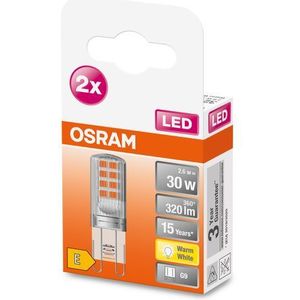 OSRAM LED-pinlamp met G9-aansluiting, warm wit (2700K), 12V laagspanningslamp, 2,6 W, vervanging voor conventionele 30W-lamp, dubbelverpakking